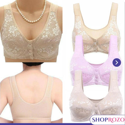 SHOPROZO Breastfeeding Bra 3 Button Front Open Bra Maternity Nursing Bra For Women - Imported Quality