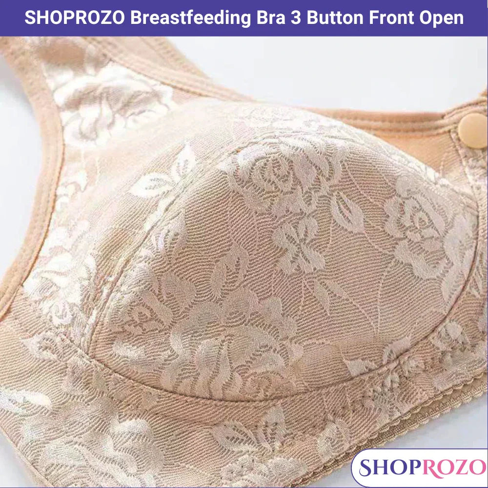 SHOPROZO Breastfeeding Bra 3 Button Front Open Bra Maternity Nursing Bra For Women - Imported Quality