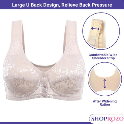 SHOPROZO Breastfeeding Bra 3 Button Front Open Bra Maternity Nursing Bra For Women - Imported Quality